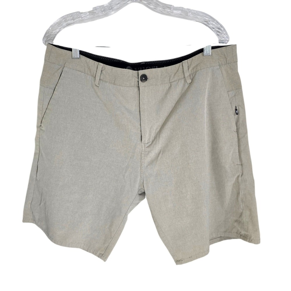 Vuori Aim Shorts Mens 36 Khaki Tan‎ Heathered Performance Casual V368 Stretch